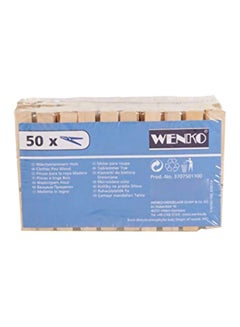 Wenko Pack Of 50 Wooden Clothespins Blue 7cm 