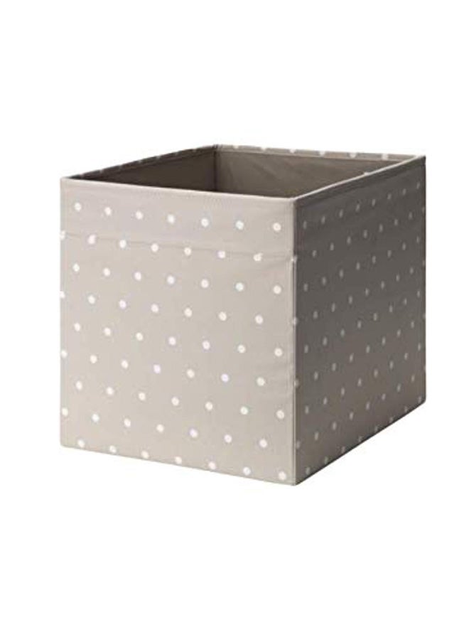 صندوق تخزين منقط أبيض/بيج