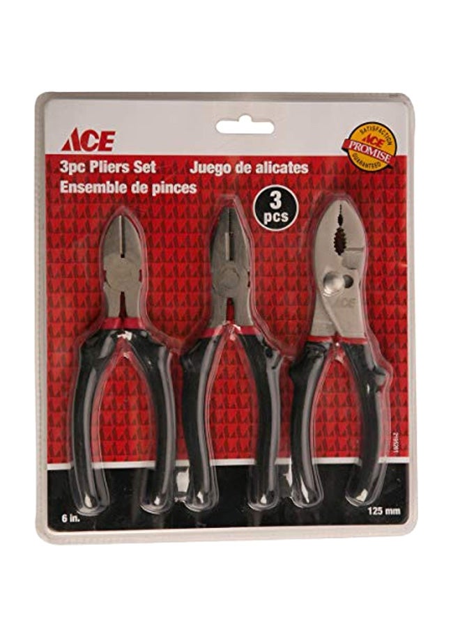 ACE 3-Piece Pliers Set Black/Gun Metal Grey 6inch