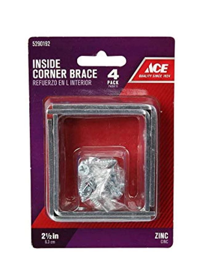 Zinc Corner Brace Silver 2x0.5inch