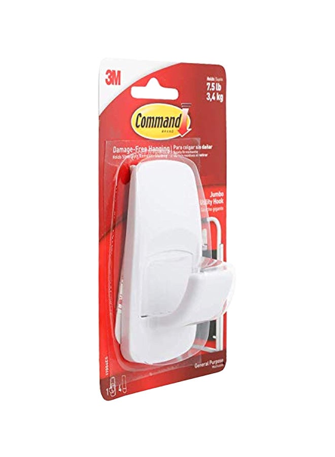 Command Jumbo Utility Hook White 6x4cm - Image 1