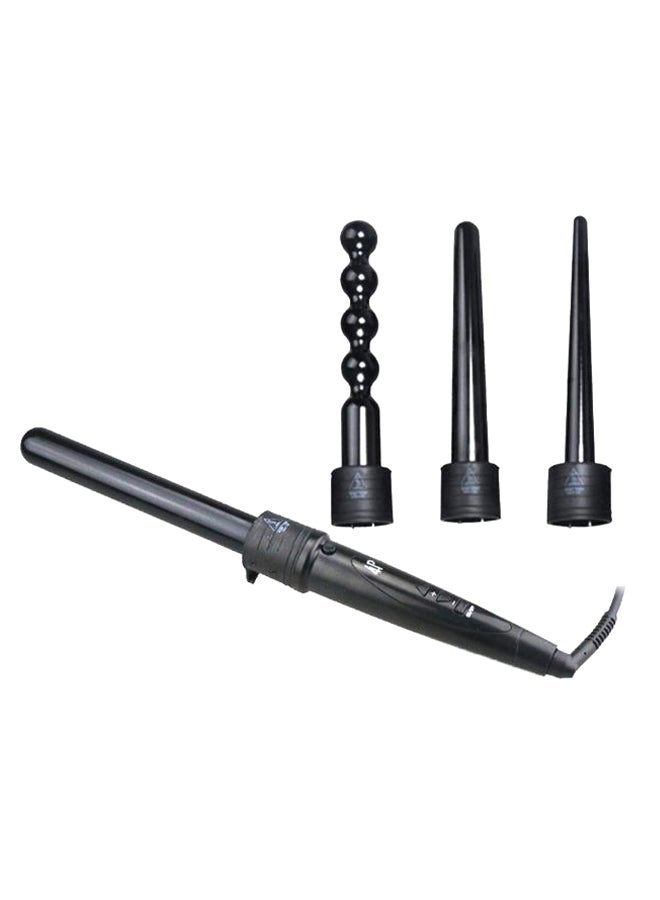 4-In-1 Interchangeable Curler Iron Set Black
