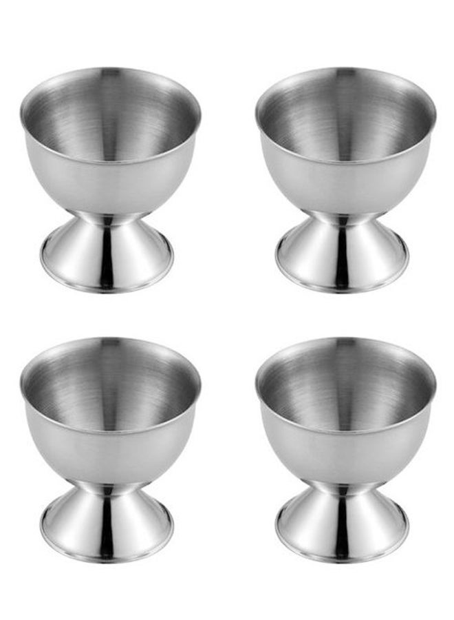 4-Piece Egg Cup Holder Silver 4.7x9.4x9cm