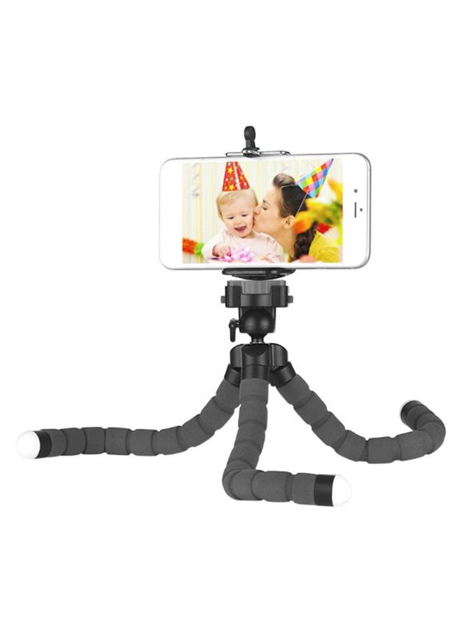 Generic Mini Flexible Octopus Tripod Stand Holder With Smartphone Clip Black/Grey  - Image 1