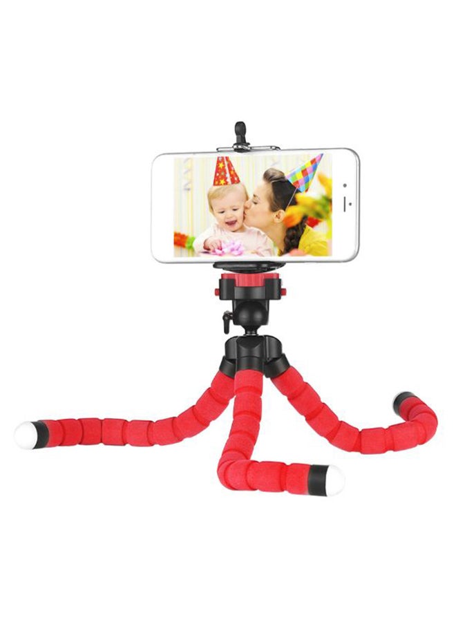 Generic Octopus Designed Portable Flexible Tripod Stand Holder With Smartphone Clip Red/Black  - Image 1