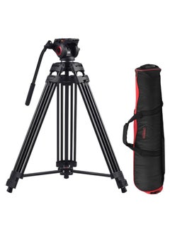 Fluid Head Camera Tripod Stand Black