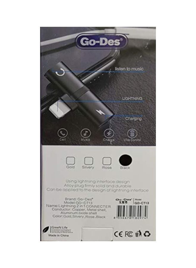 GO-DES 2-In-1 Lighting Connector Black - Image 2