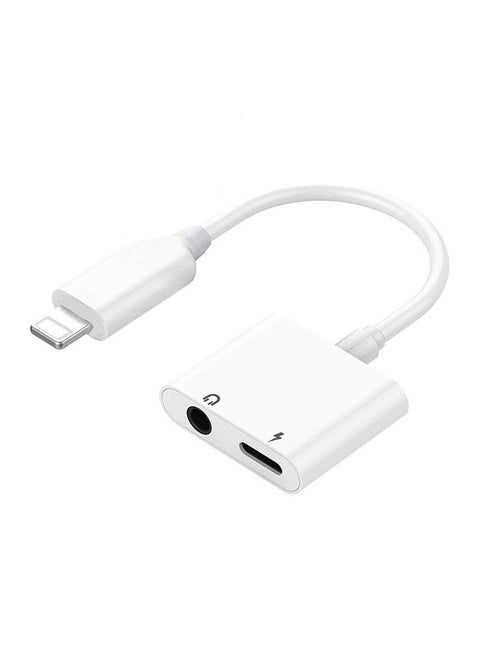 Lightning To Headphone Jack And Charging Adapter White