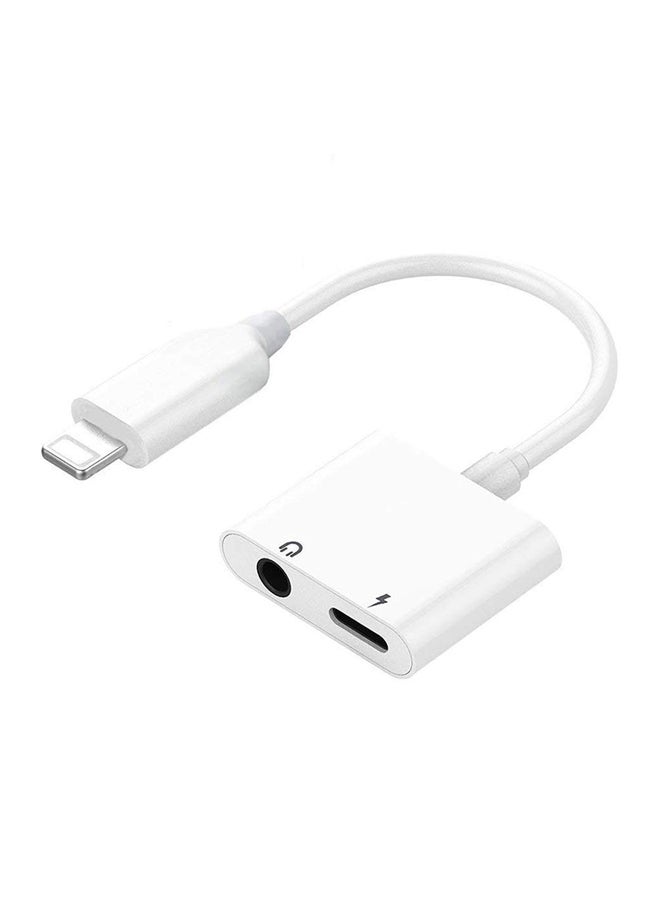 Generic - Lightning To Headphone Jack And Charging Adapter White - Image 1