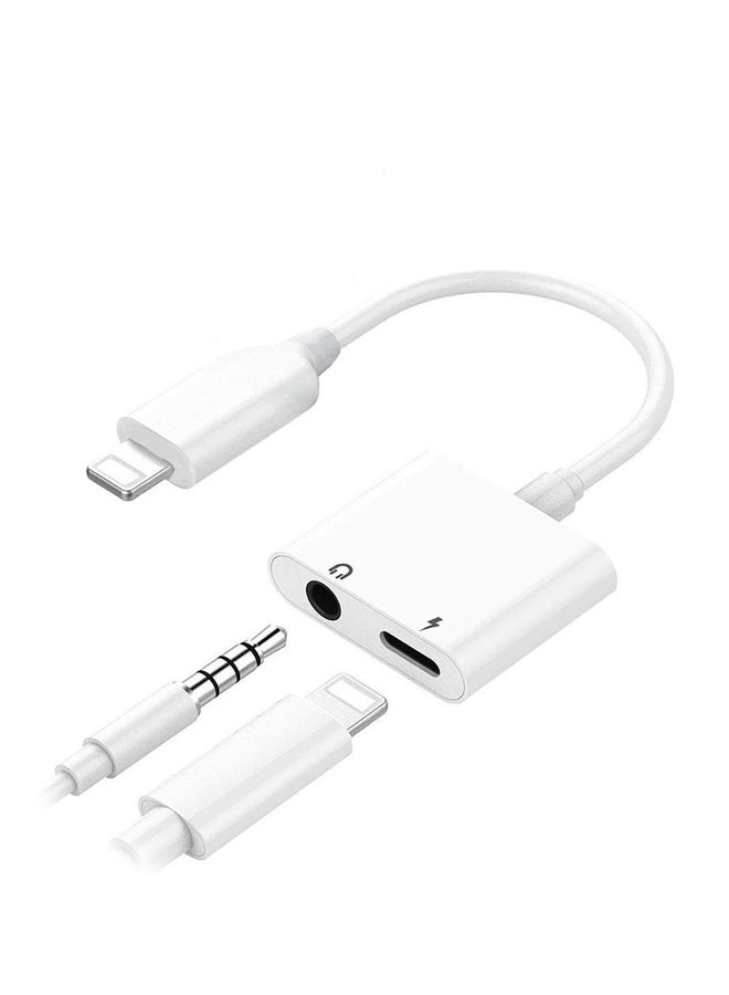 Generic - Lightning To Headphone Jack And Charging Adapter White - Image 1