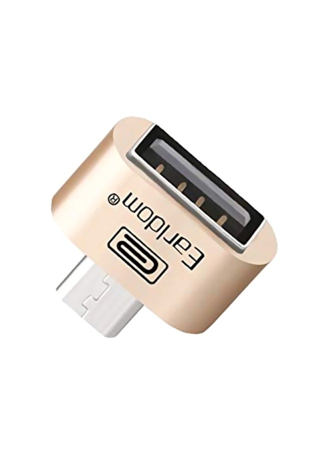 Earldom USB To Micro USB 2.0 OTG Universal Adapter Gold