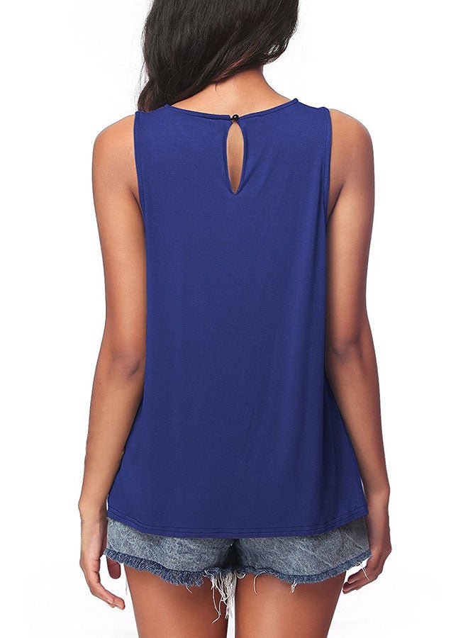 Solid Pattern Sleeveless Top Blue - Image 2