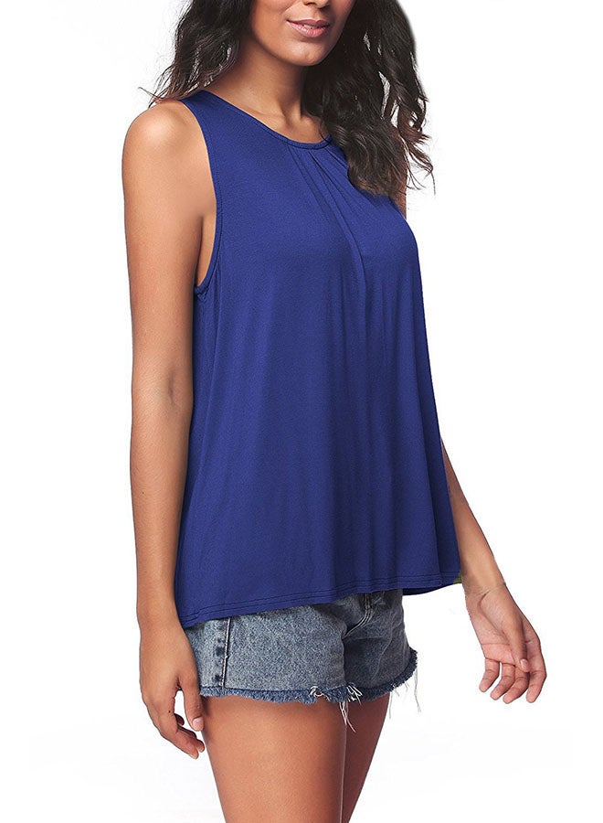 Solid Pattern Sleeveless Top Blue - Image 3