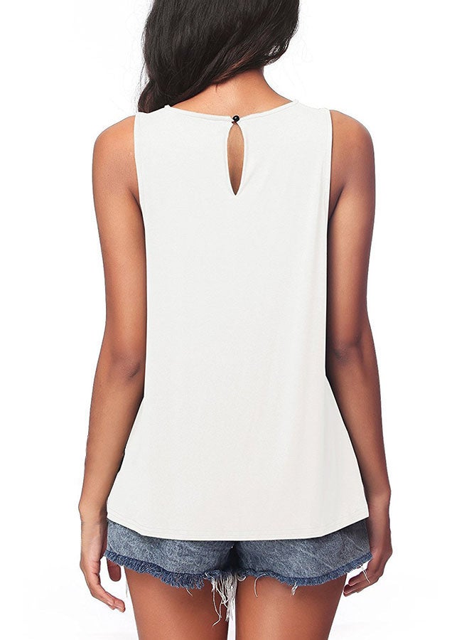 Solid Pattern Sleeveless Top White - Image 2
