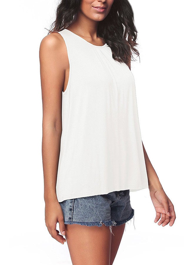 Solid Pattern Sleeveless Top White - Image 3