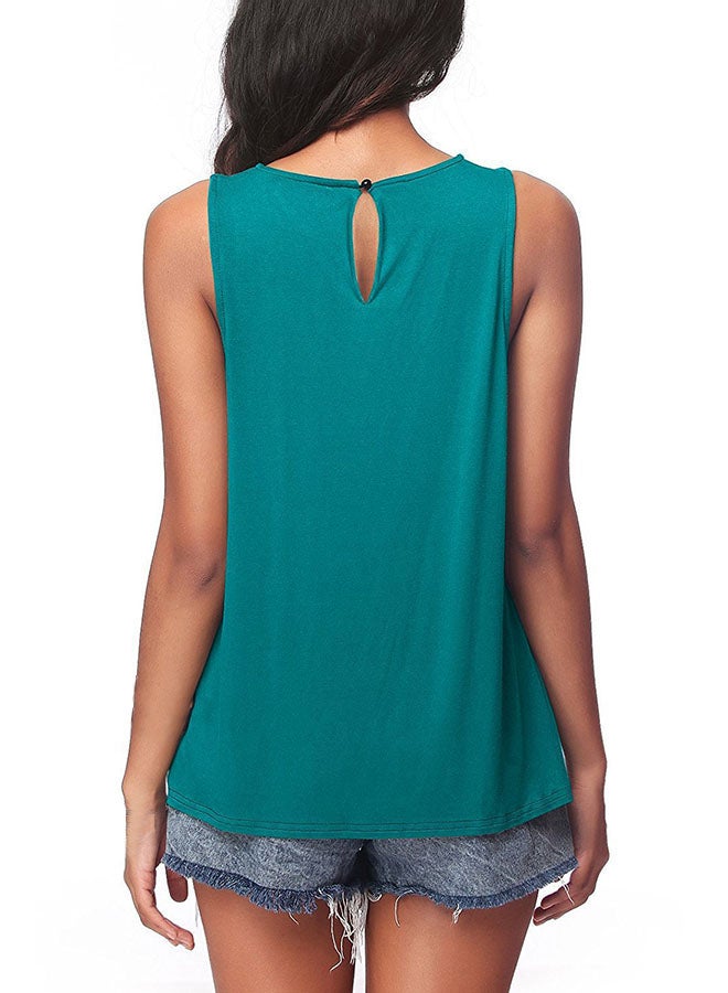 Solid Pattern Sleeveless Top Blue - Image 2
