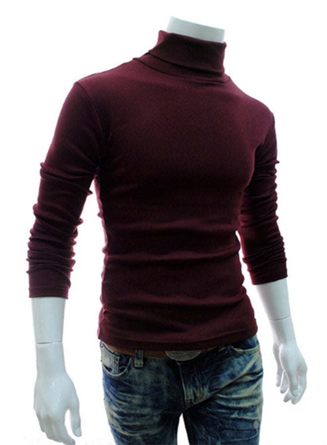 Generic - High Collar Long Sleeve Pullover Red - Image 1