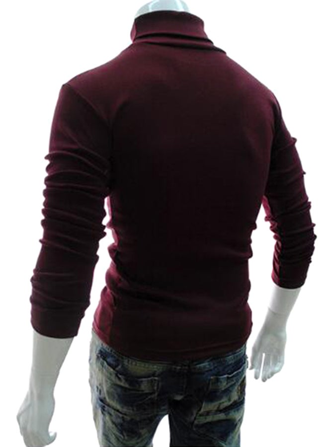 Generic - High Collar Long Sleeve Pullover Red - Image 1