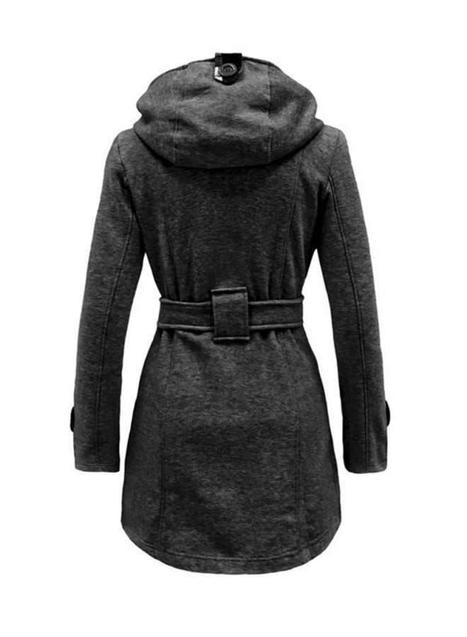 Double Breasted Long Sleeve Solid Slim Coat Grey  - Image 2