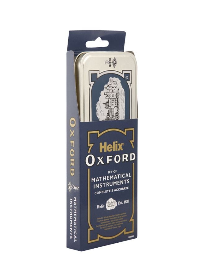 9-Piece Oxford Mathematical Instrument Set Silver/Blue
