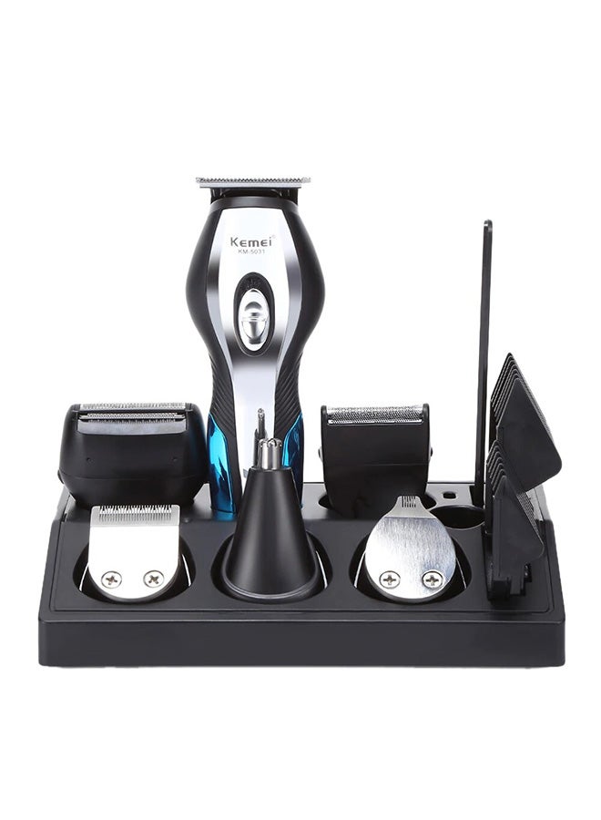 Kemei - KM-5031 11-In-1 Rechargeable High Performance Super Grooming Kit Black/Blue 14.5x3.9cm - Image 1
