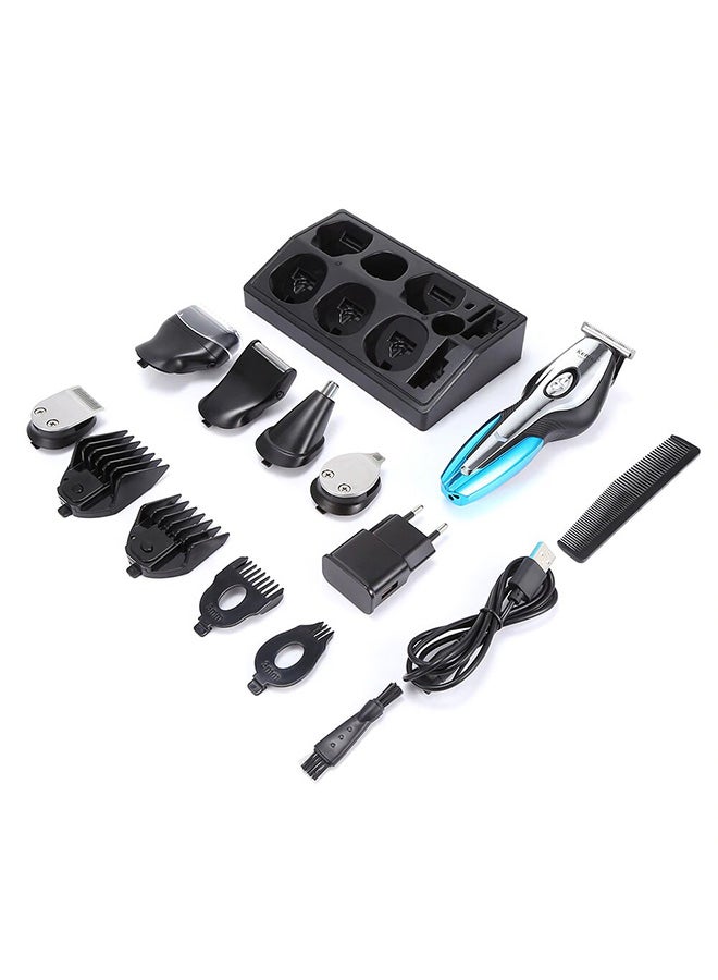 Kemei - KM-5031 11-In-1 Rechargeable High Performance Super Grooming Kit Black/Blue 14.5x3.9cm - Image 1