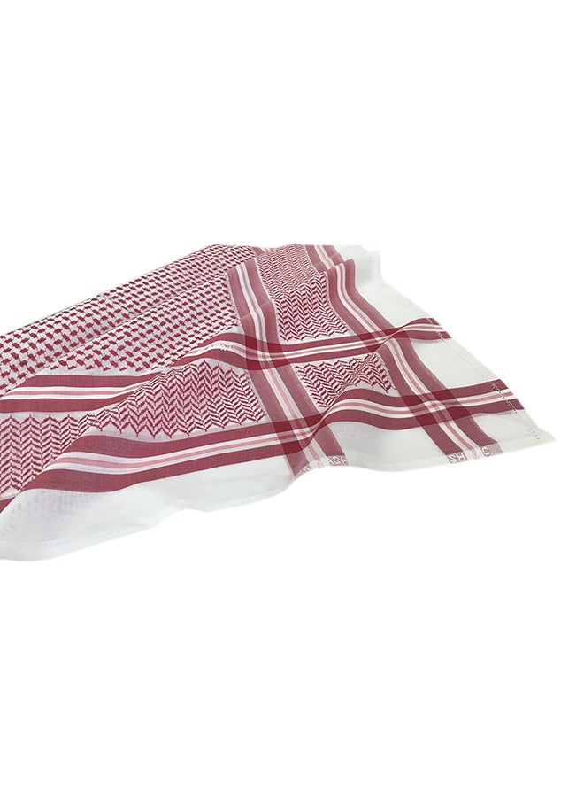 اليشمك شماغ قطني مطبوع أحمر/أبيض - Image 1