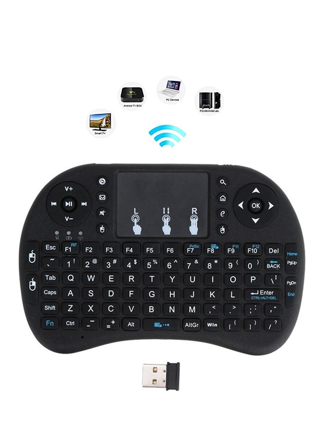 I8 - Wireless Mini Keyboard  With Touchpad Black - Image 1