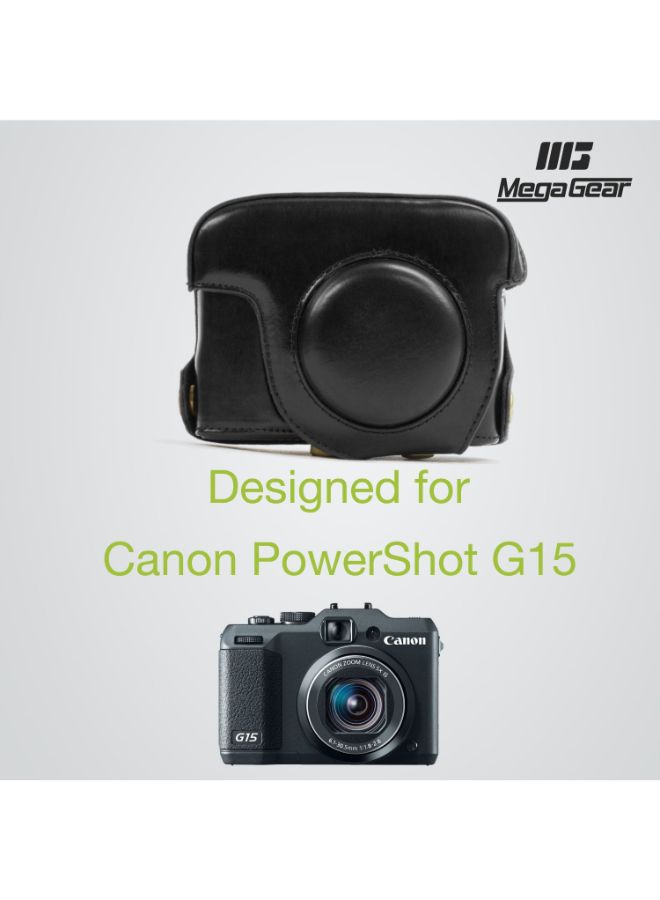 Protective Camera Case With Strap For Canon PowerShot G15 Black