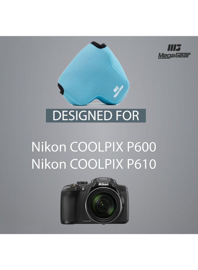 Protective Camera Case With Carabiner For Nikon P600/Coolpix P610 Blue