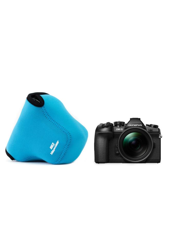 MegaGear - Protective Camera Case With Carabiner For Olympus OM-D E-M1 Mark II Blue - Image 1