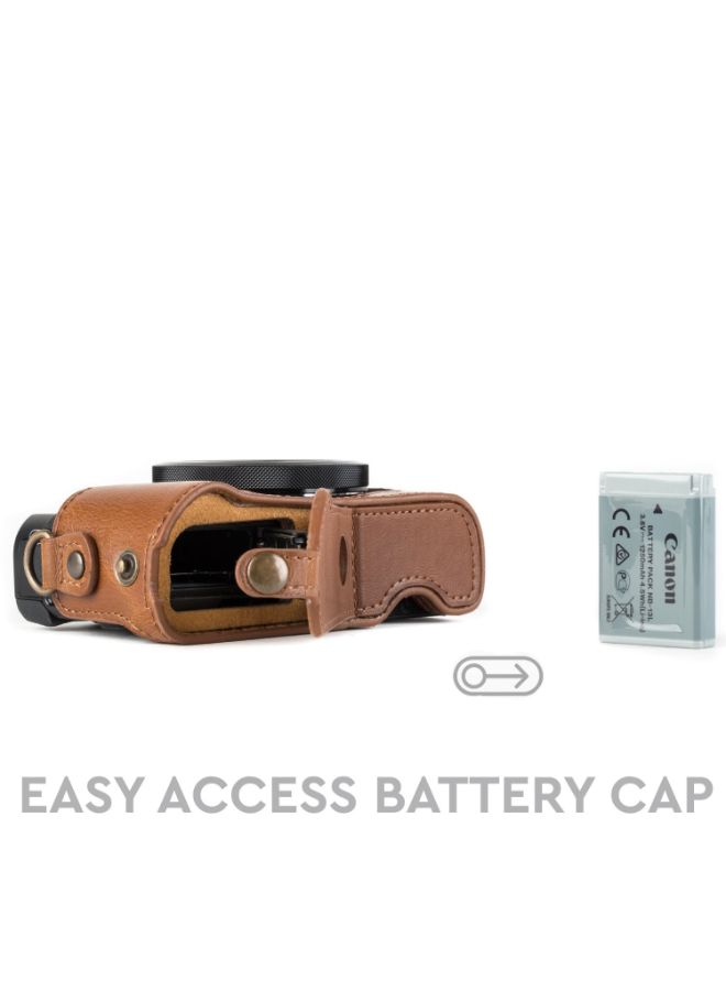 Protective Camera Case With Strap For Canon Brown