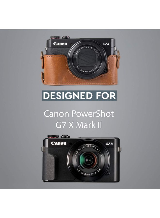 Protective Camera Case With Strap For Canon Brown