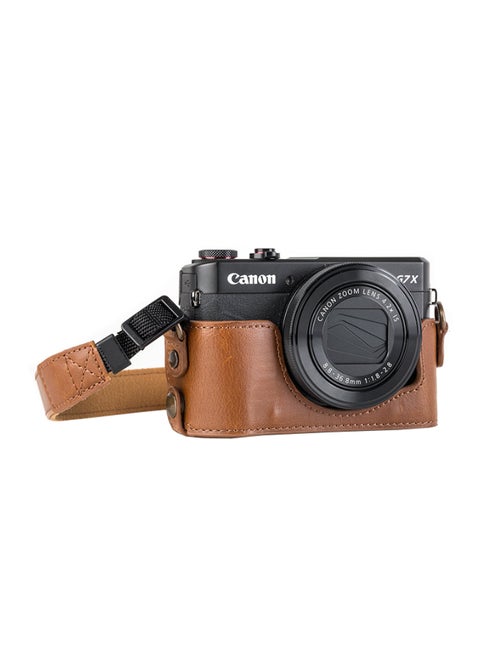Protective Camera Case With Strap For Canon Brown