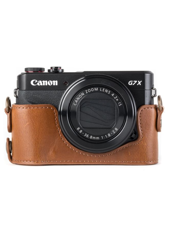 Protective Camera Case With Strap For Canon Brown