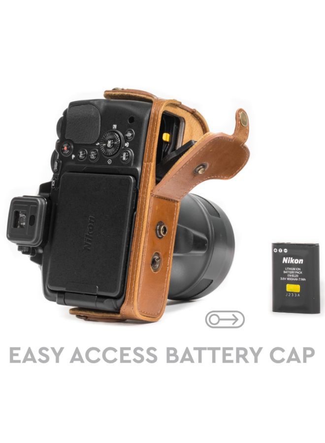 Protective Camera Case With Strap For Nikon Brown