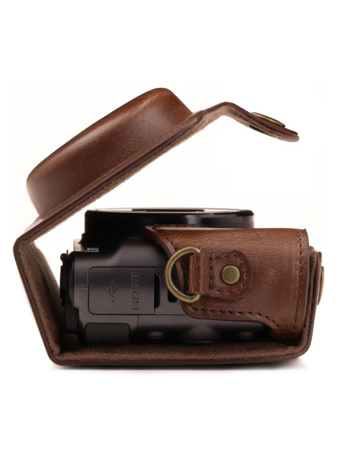 Protective Camera Case With Strap For Canon Brown