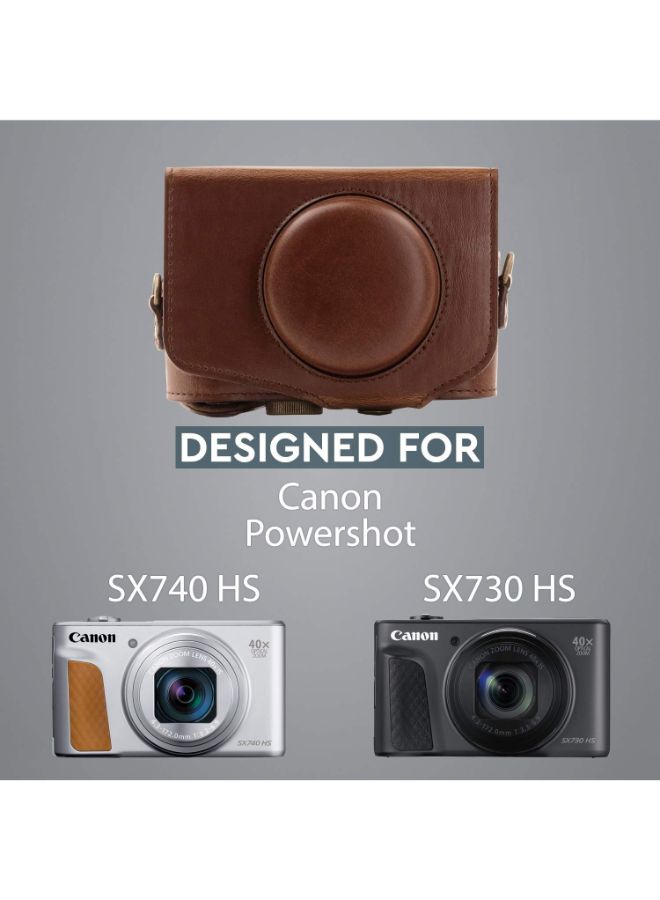 Protective Camera Case With Strap For Canon Brown