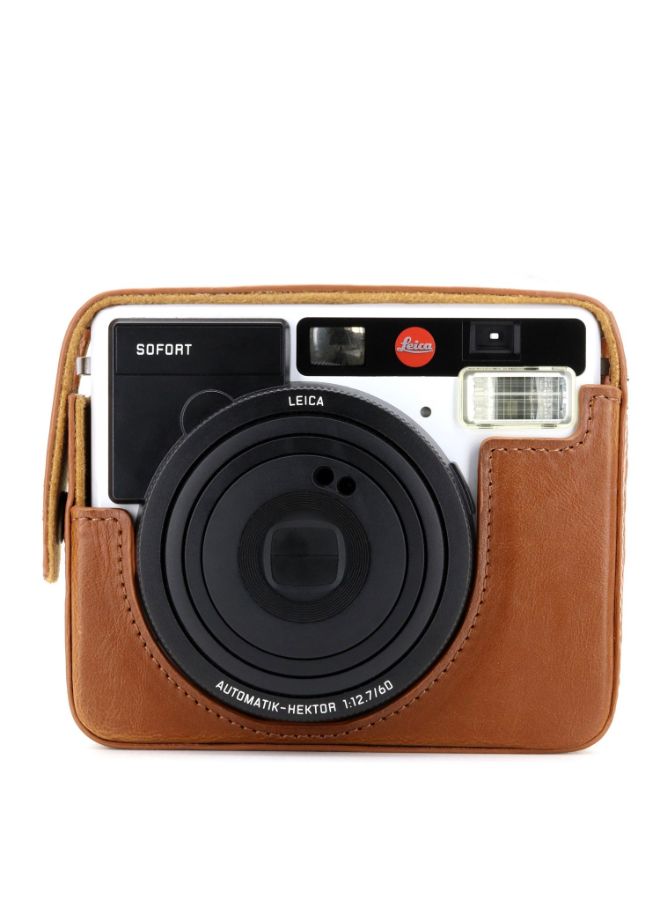 Half-Bottom Protective Camera Case With Strap Brown