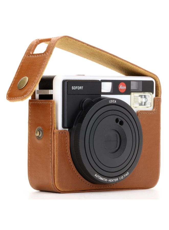 Half-Bottom Protective Camera Case With Strap Brown
