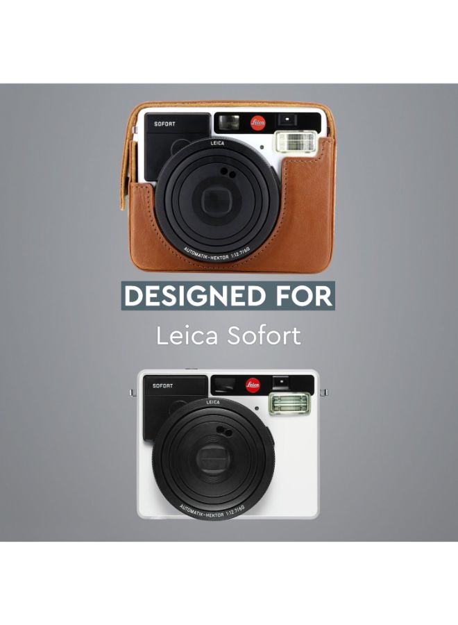 Half-Bottom Protective Camera Case With Strap Brown