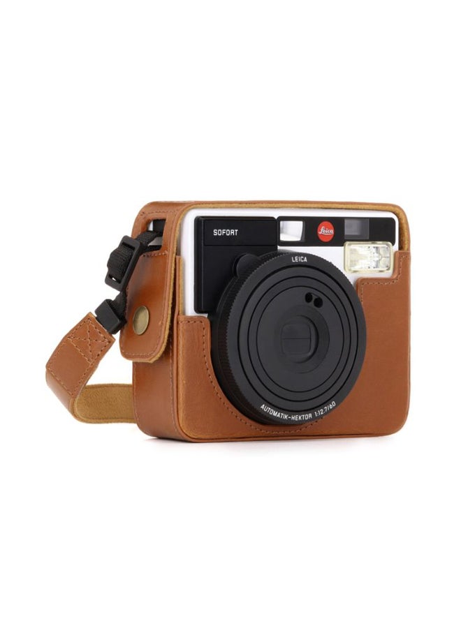 Half-Bottom Protective Camera Case With Strap Brown