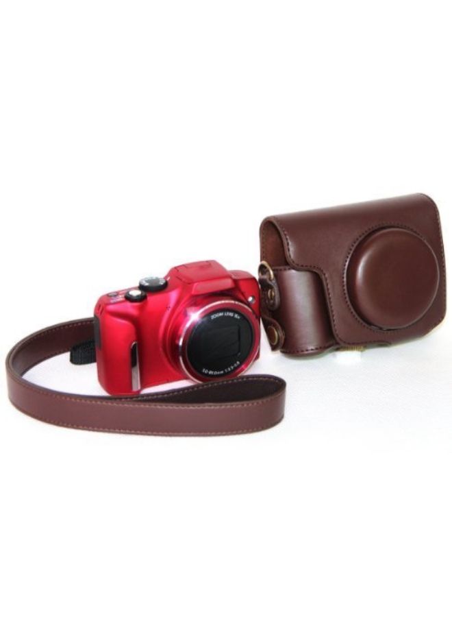 Protective Camera Case With Strap For Canon PowerShot SX170 IS Brown