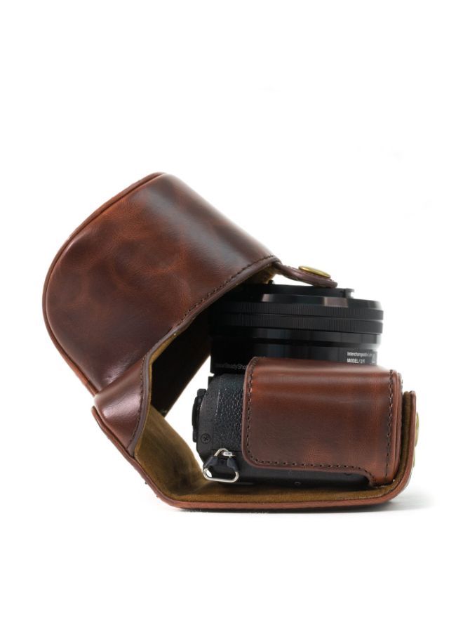 Protective Camera Case With Strap For Sony NEX-3N/SELP1650/A5000/A5100 Brown