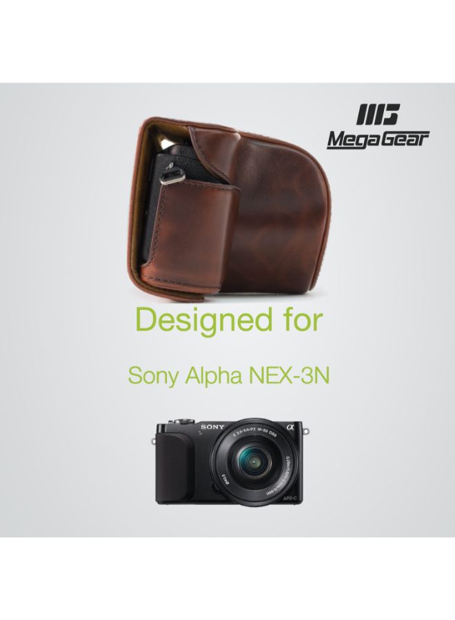 Protective Camera Case With Strap For Sony NEX-3N/SELP1650/A5000/A5100 Brown