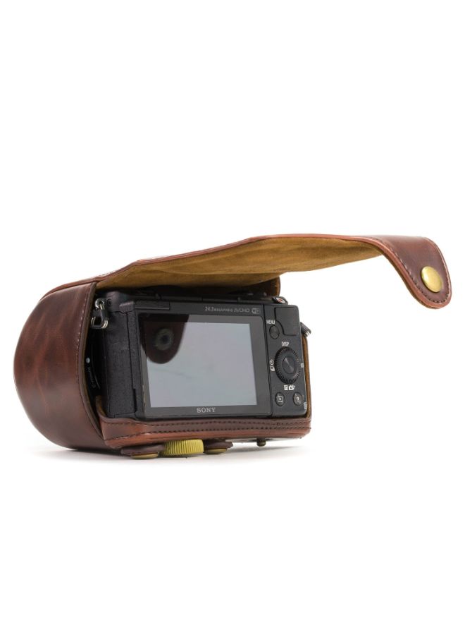 Protective Camera Case With Strap For Sony NEX-3N/SELP1650/A5000/A5100 Brown