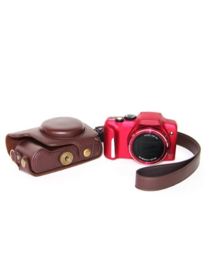 Protective Camera Case With Strap For Canon PowerShot SX170 IS Brown
