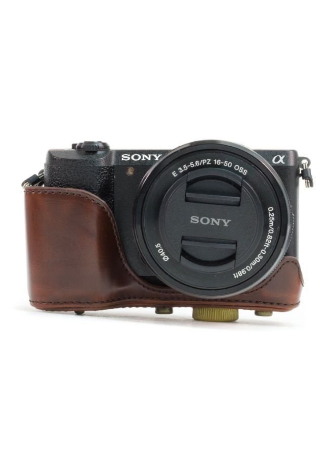 Protective Camera Case With Strap For Sony NEX-3N/SELP1650/A5000/A5100 Brown