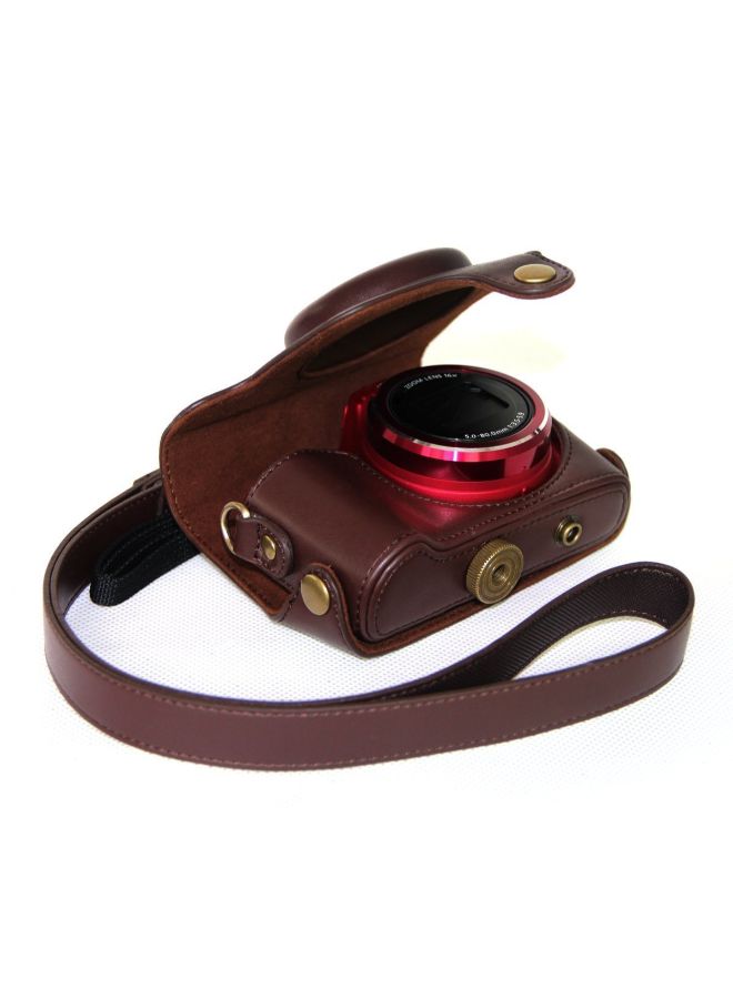 Protective Camera Case With Strap For Canon PowerShot SX170 IS Brown