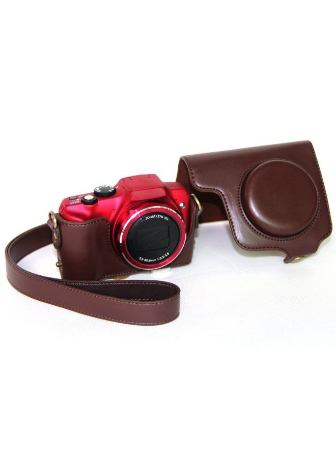 Protective Camera Case With Strap For Canon PowerShot SX170 IS Brown